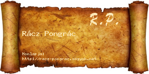 Rácz Pongrác névjegykártya