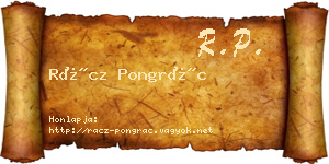 Rácz Pongrác névjegykártya